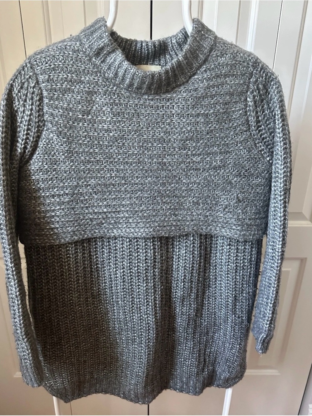 Michelle Mason Double Layer Shaker Sweater Grey Anthracite Size P/XS